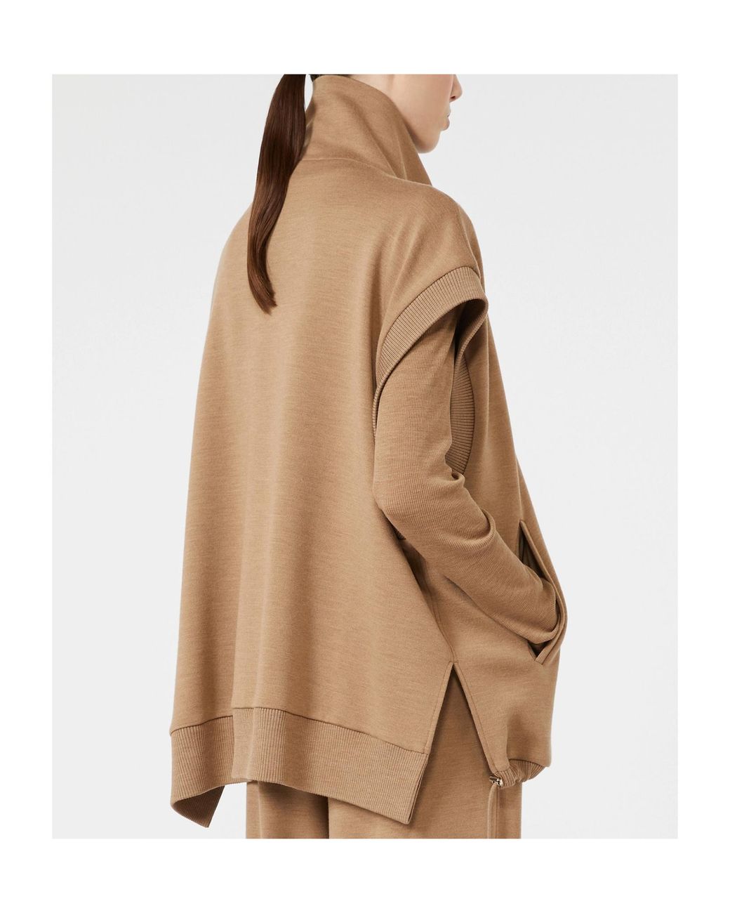 Max Mara Natural Oversized Sleeveless Wool Jersey Jacket