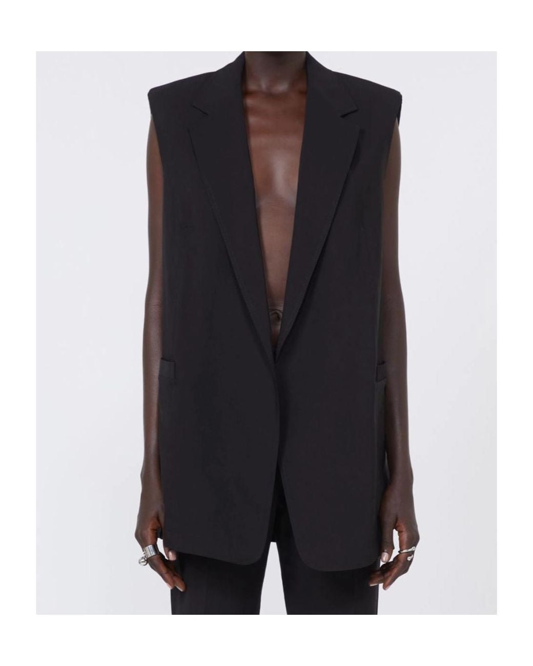 Sportmax Black Sleeveless Patch-Pocket Jacket