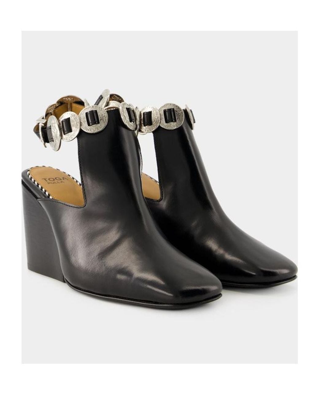 Toga Black Embellished Slingback Boots