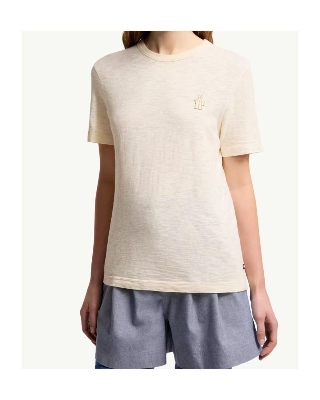 Moncler White Grenoble Logo Detailed Crewneck T-Shirt