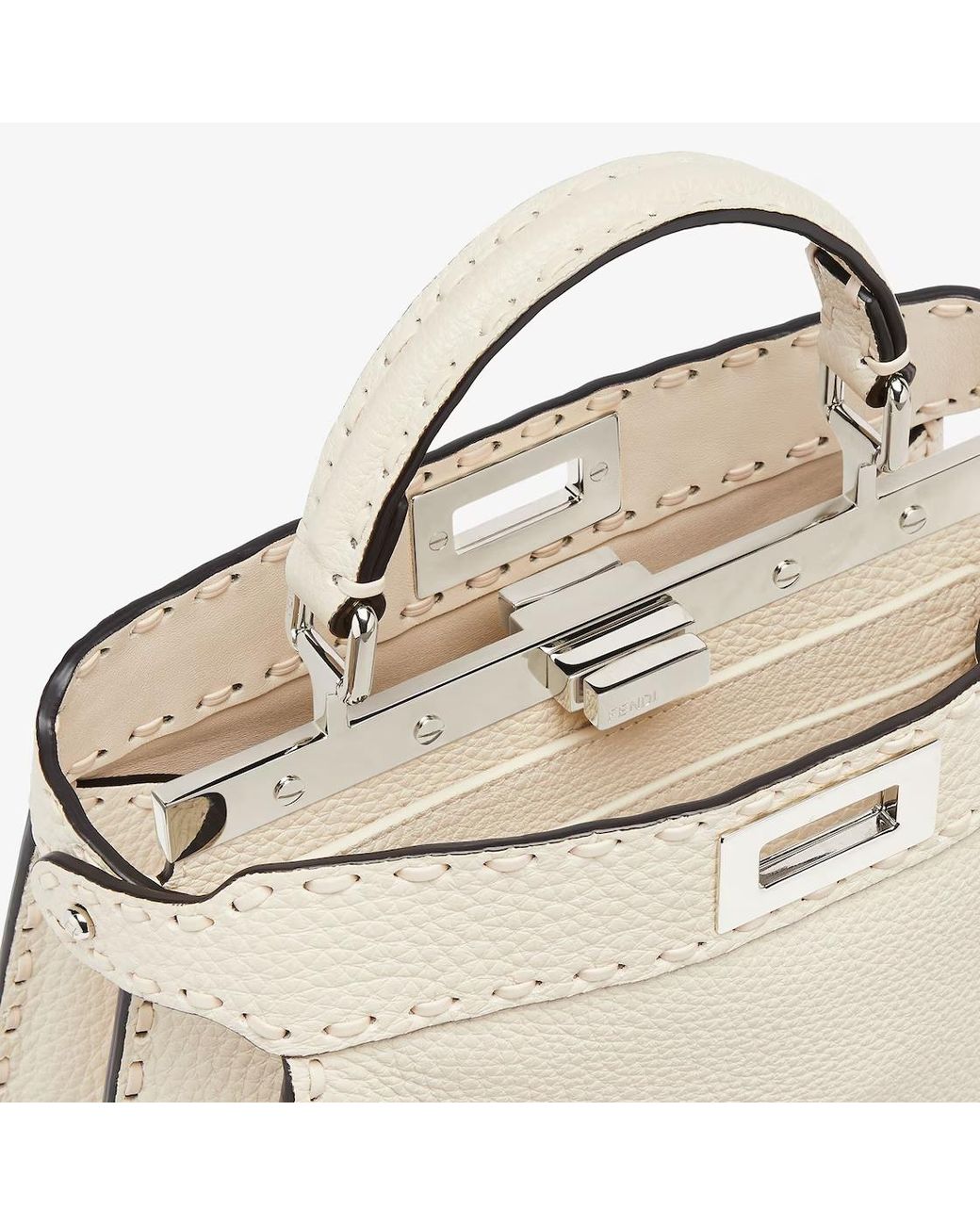 Fendi Natural Camellia-Coloured Selleria Bag With 556 Hand-Sewn Topstitches