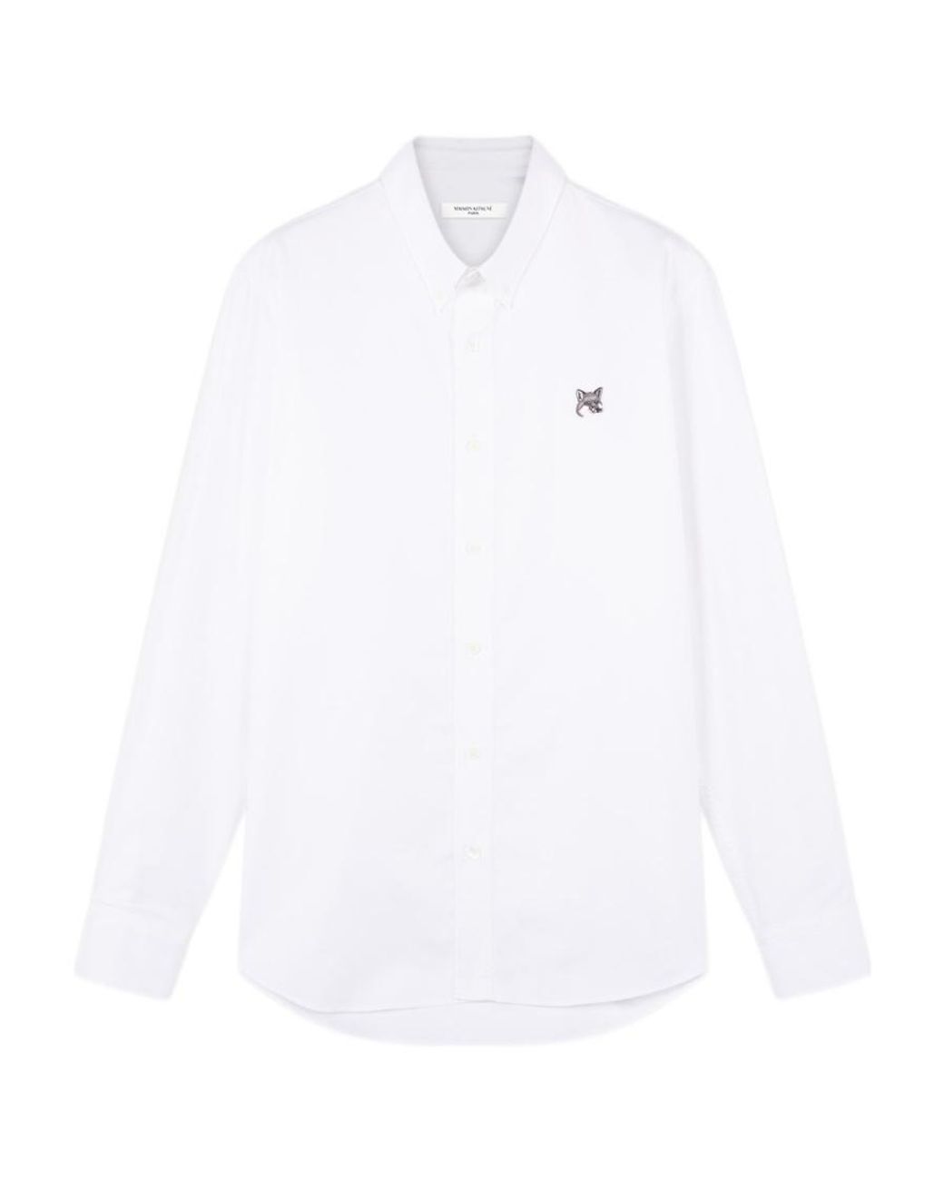 Maison Kitsuné White Maison Kitsuné Fox Patch Curved Hem Shirt for men