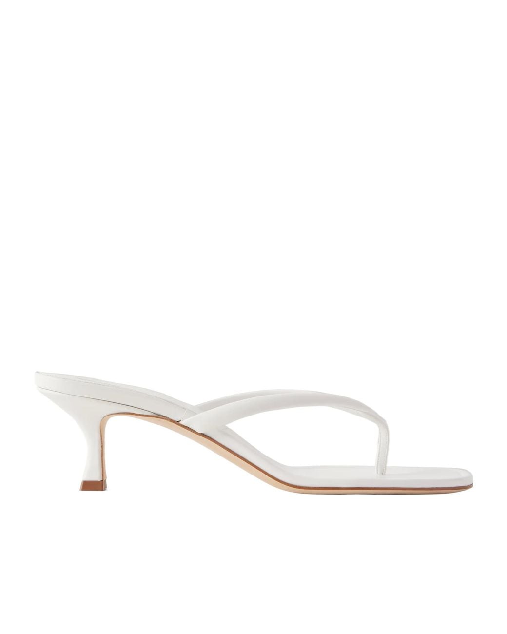 Manolo Blahnik White Paterno 50 Leather Thong Sandals