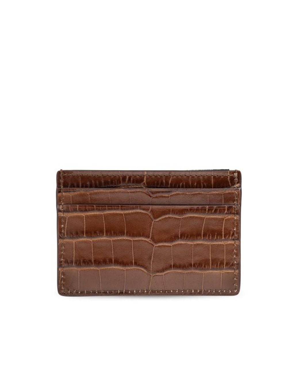Tom Ford Brown Logo Debossed Card Holder for men