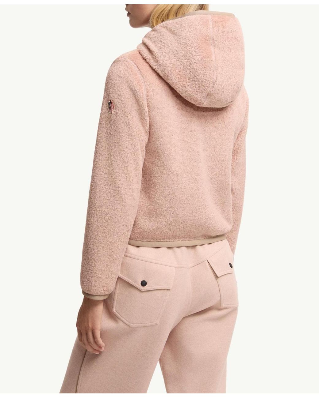 Moncler Pink Grenoble Padded Fleece Hooded Jacket