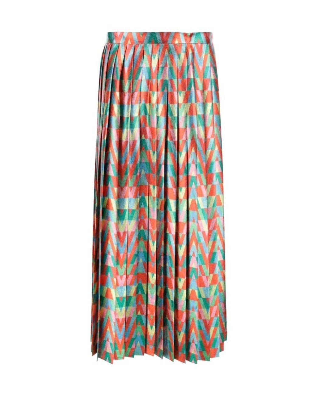 Valentino White V Pattern Pleated Skirt