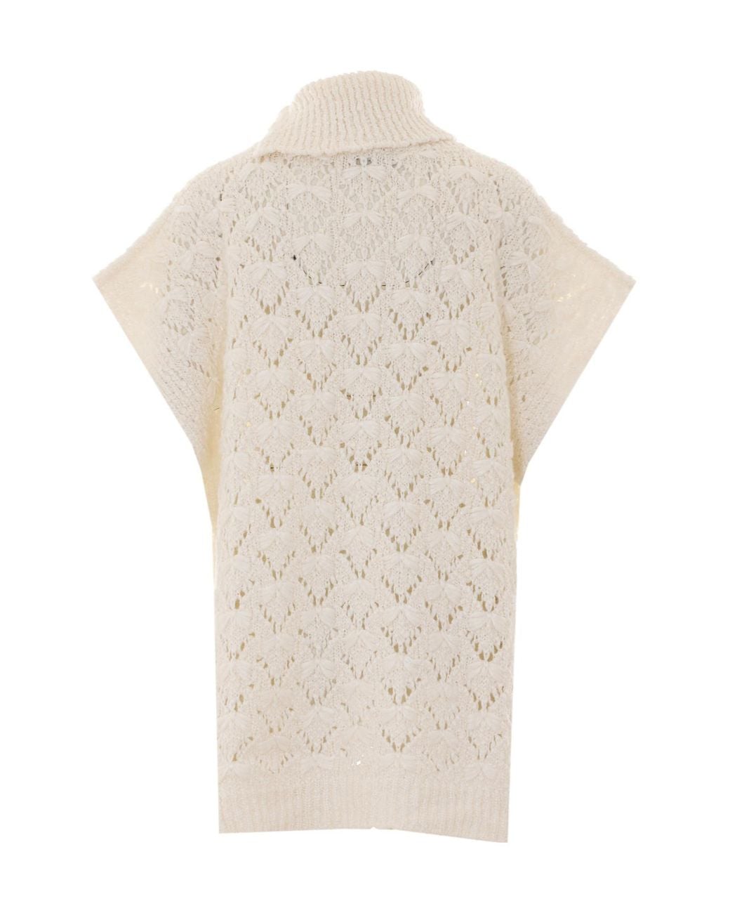 Fabiana Filippi White Open-Knit High Neck Cape