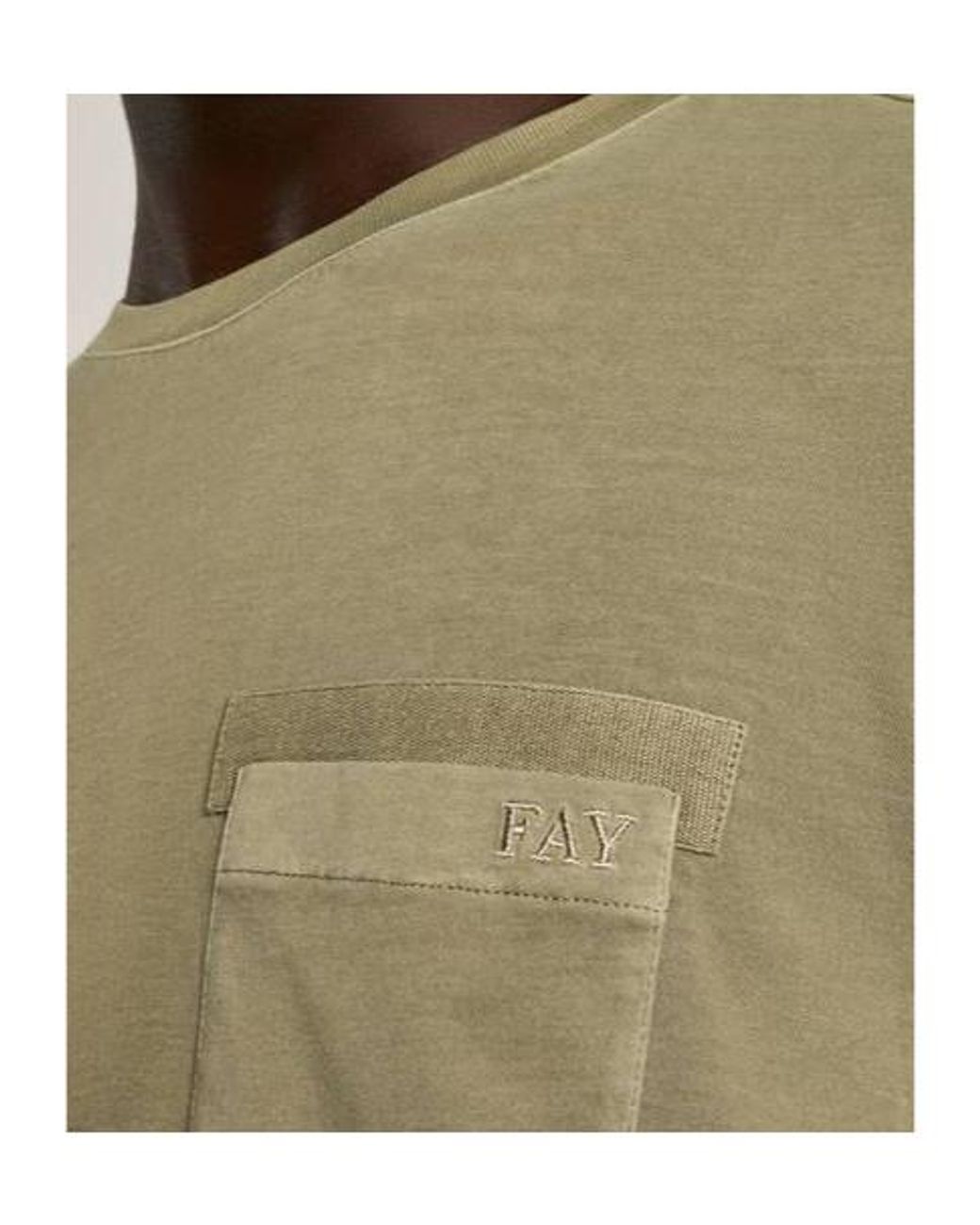 Fay Green Pocket Crew Neck T-Shirt for men