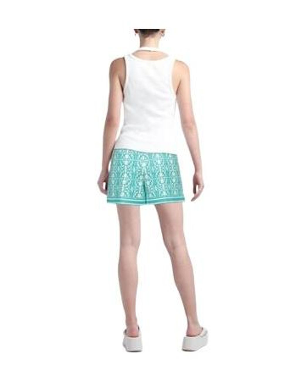 Max Mara Blue Geometric Jacquard Knit Shorts