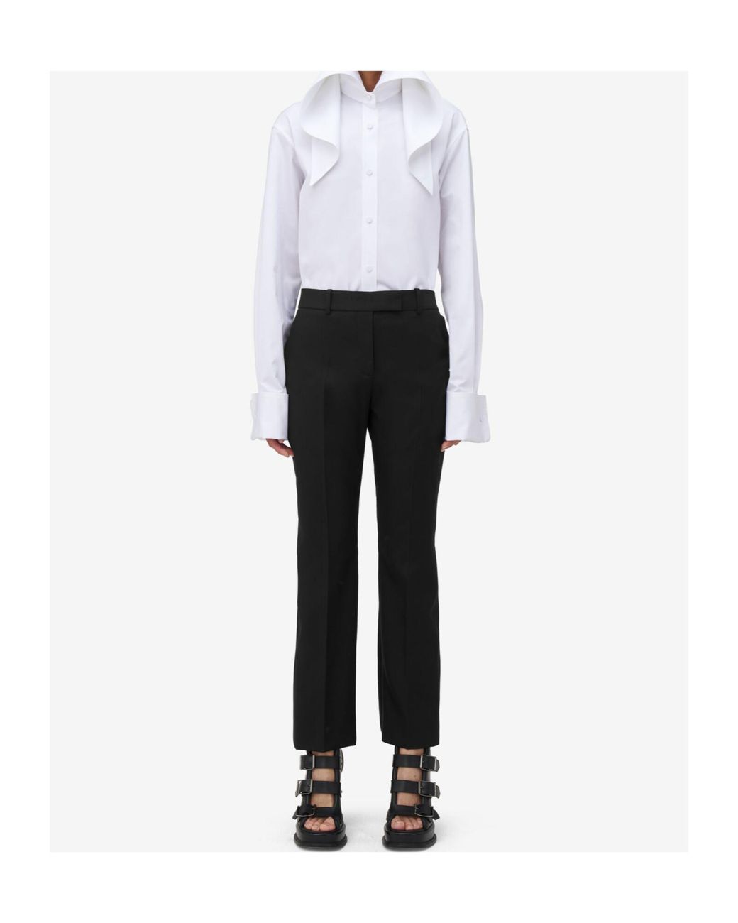 McQueen Black Kickback Straight-Leg Trousers