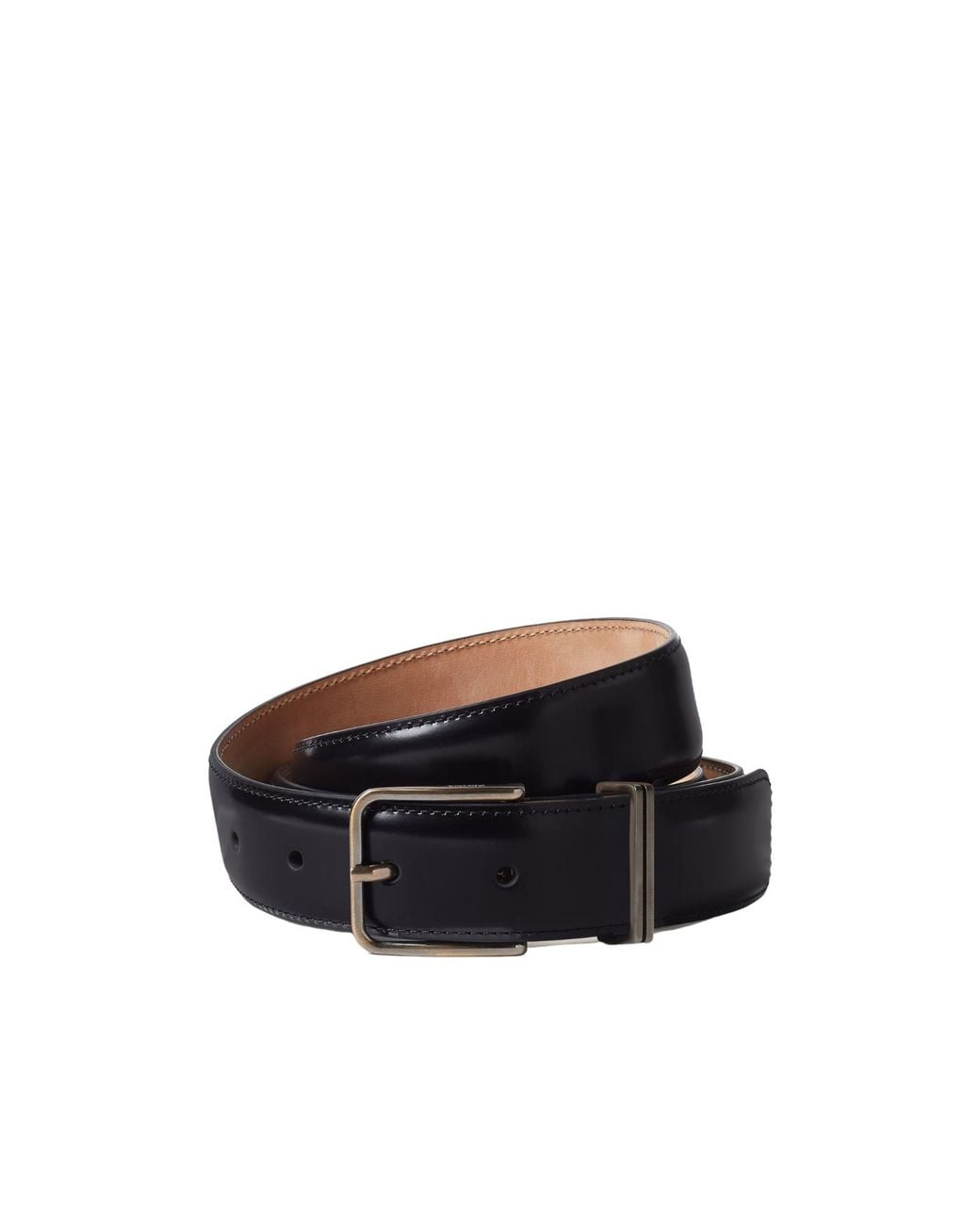 Zegna Black Leather Buckle Belt for men