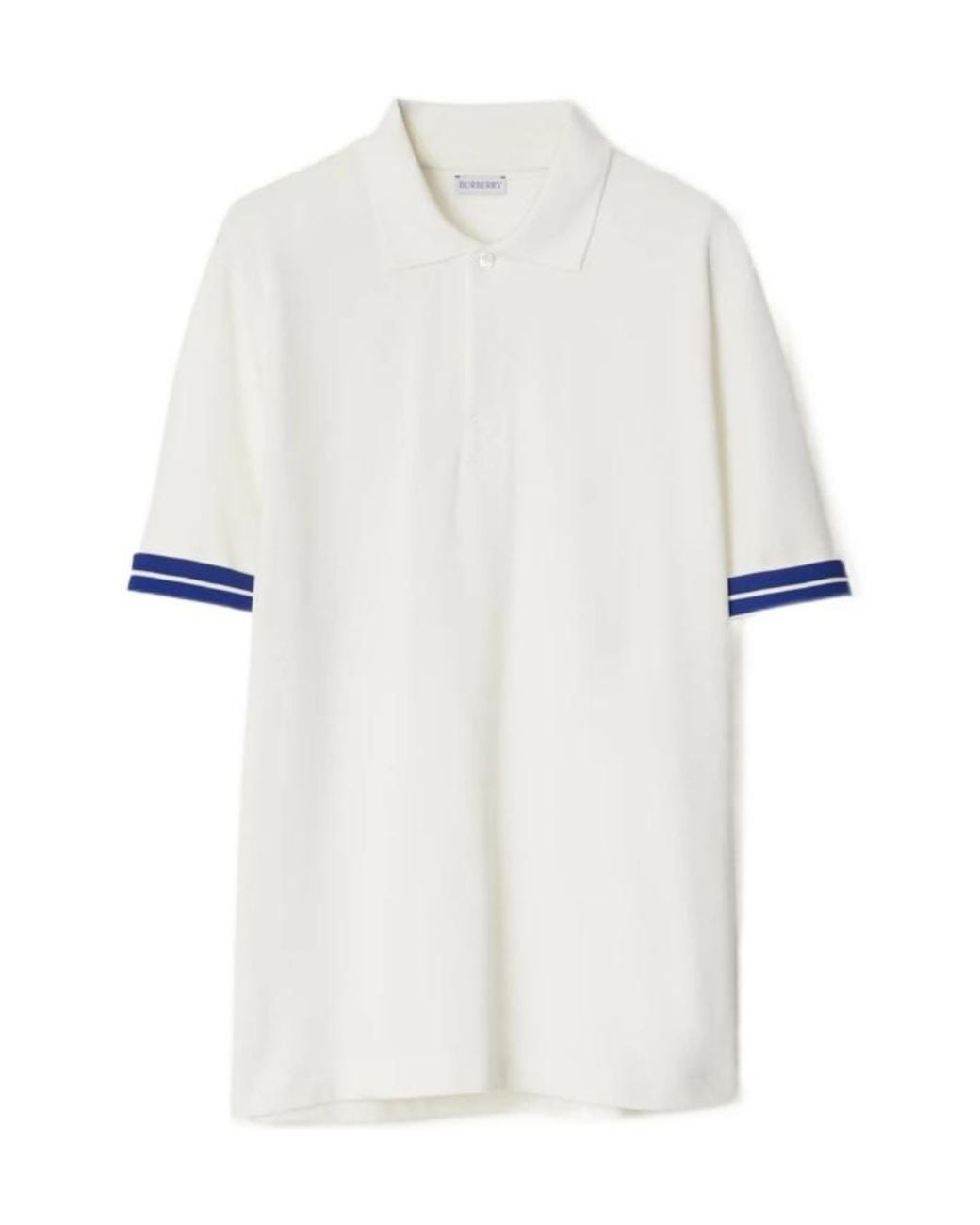 Burberry White Striped-Detail Short Sleeved Polo Shirt for men