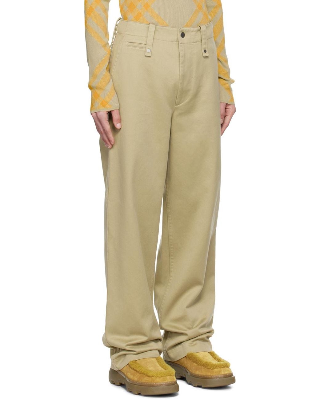 Burberry Natural Straight Hem Wide-Leg Trousers for men