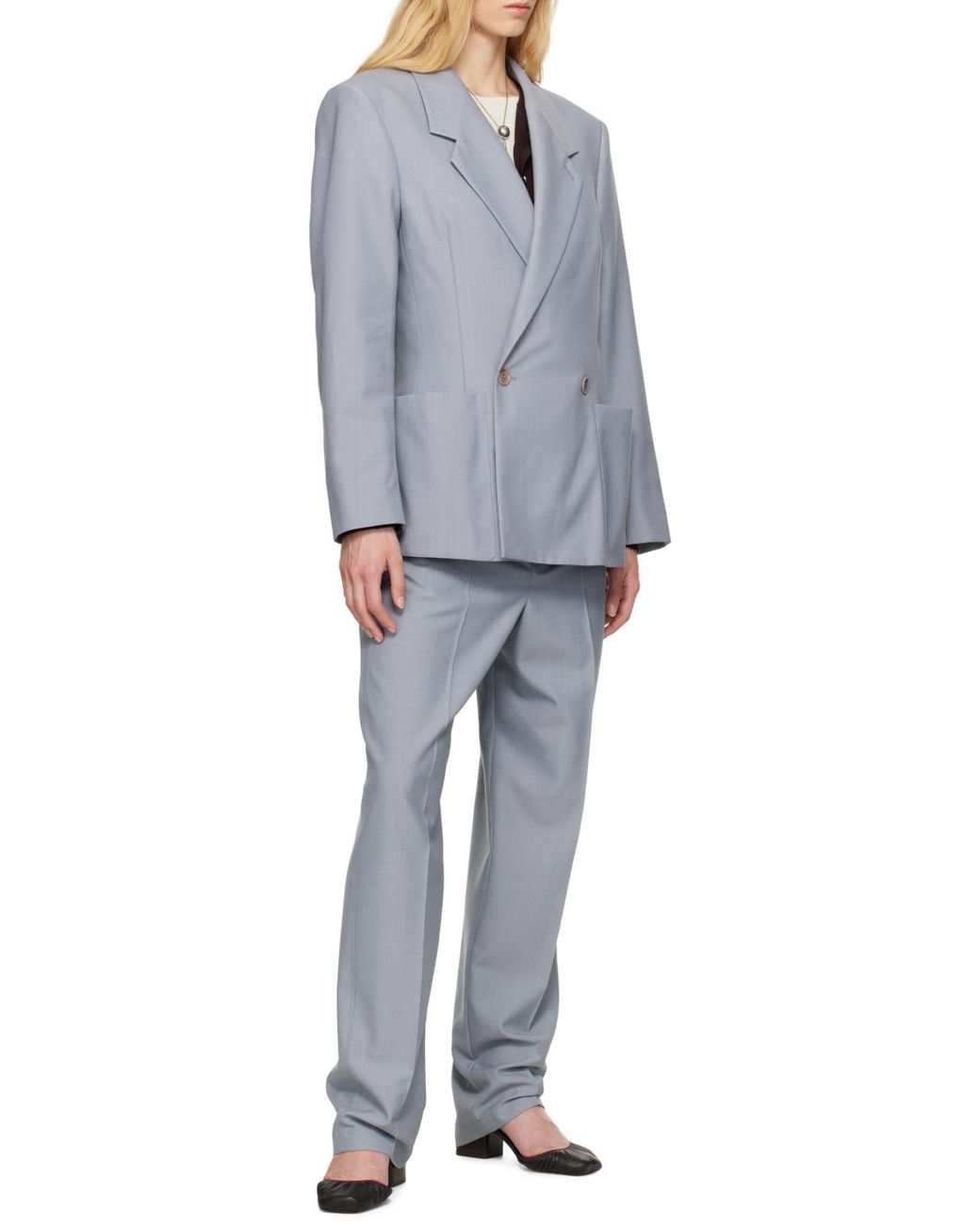 Lemaire Gray Long-Sleeved Double-Breasted Blazer