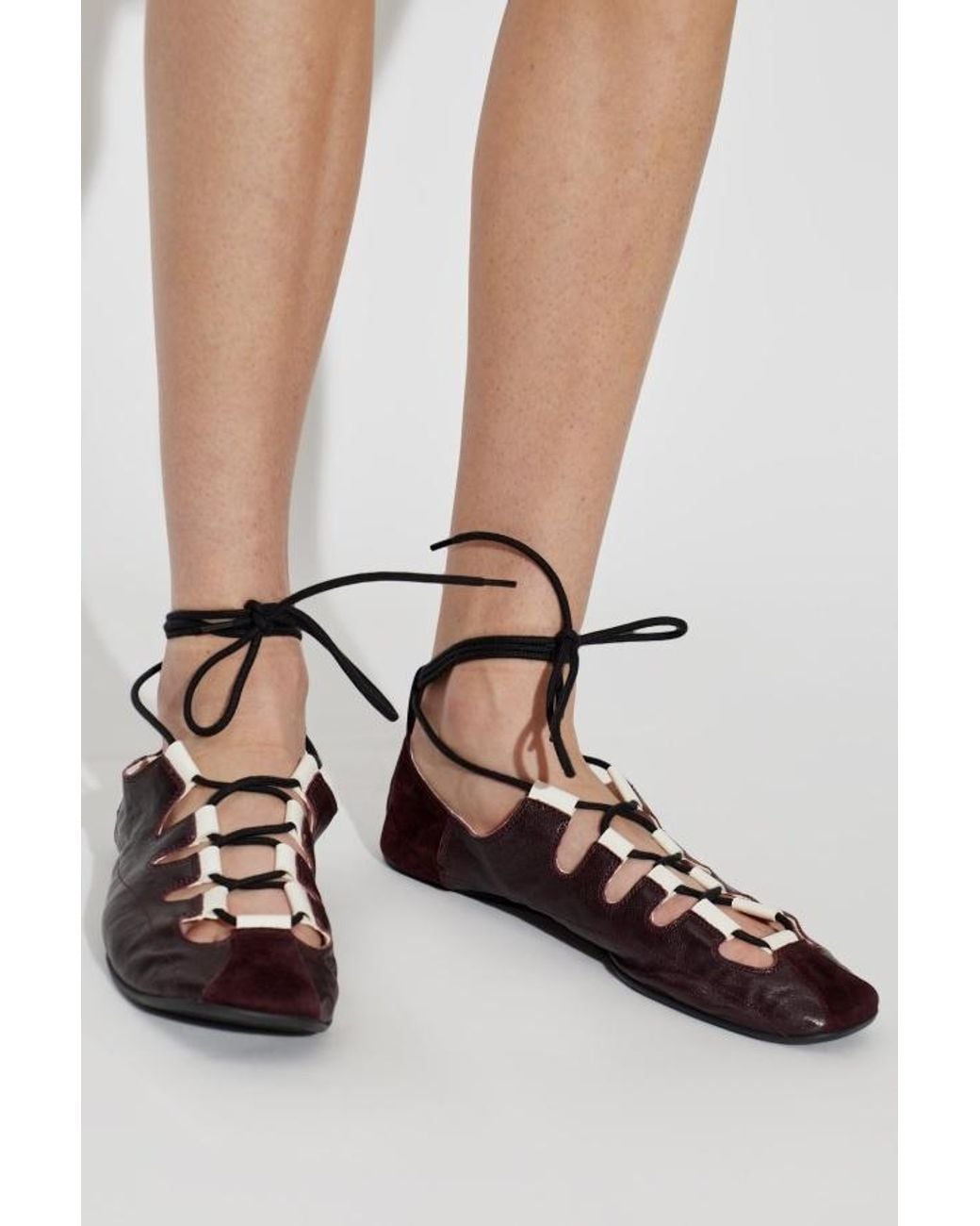 Alaïa Black Lace-Up Ballet Shoes
