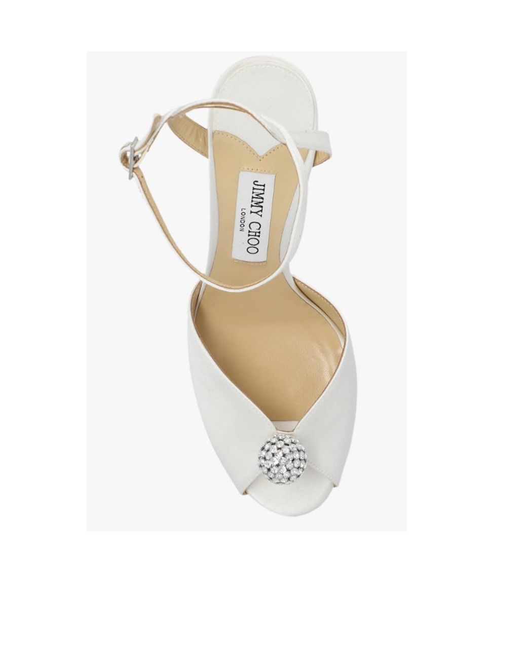 Jimmy Choo White Sacora 85 Embellished Satin Sandals