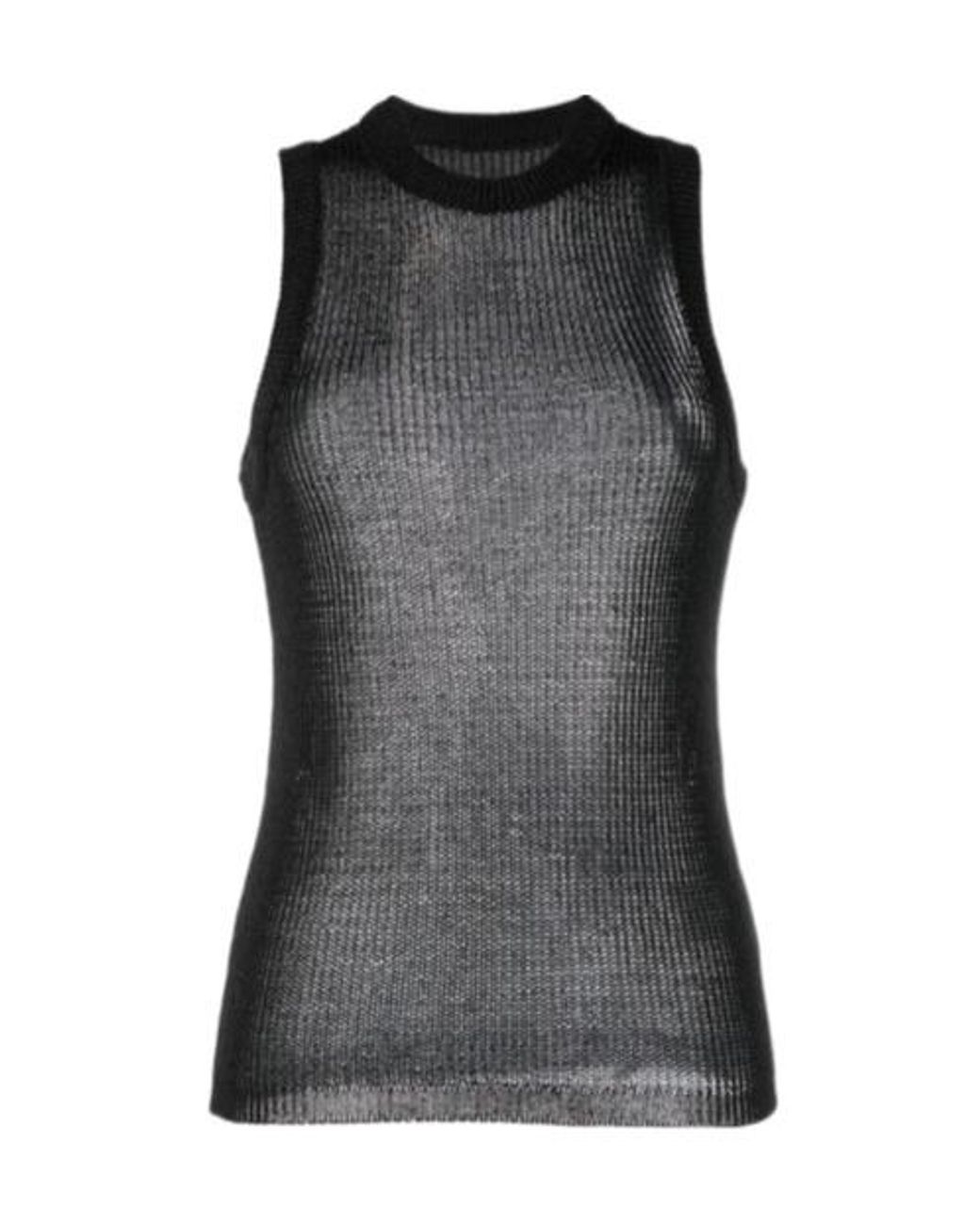 Low Classic Black Semi-Sheer Sleeveless Top