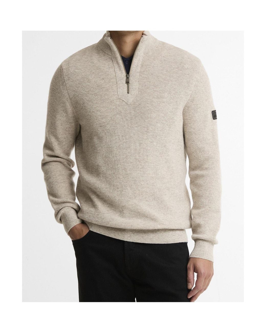 Barbour Pink Quarter Zip Rib Knit Sweater for men
