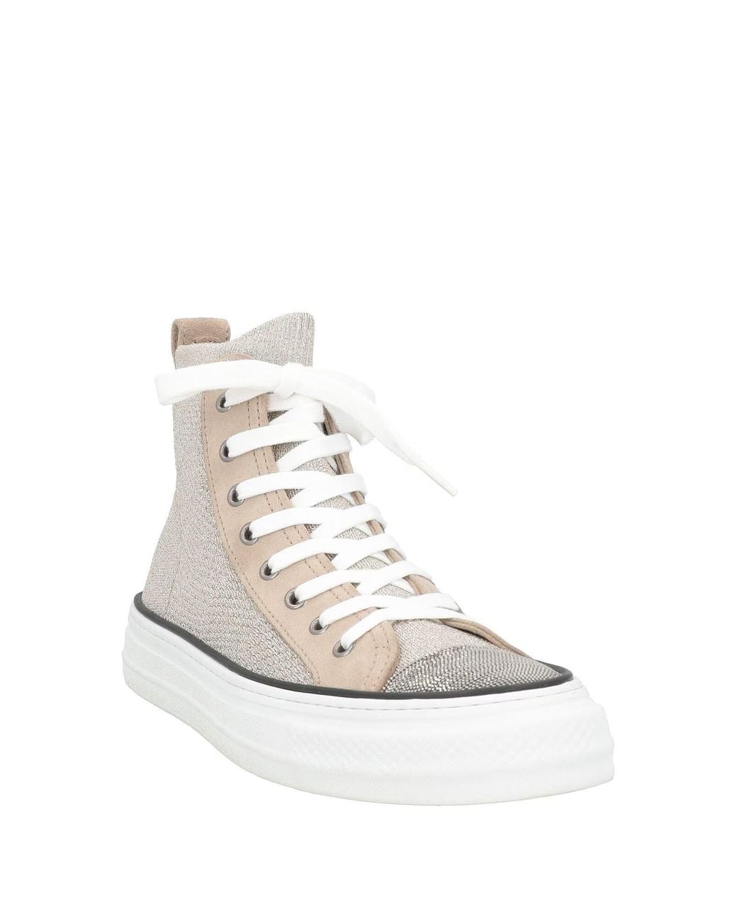 Brunello Cucinelli White Sneakers Textile Fibers, Leather