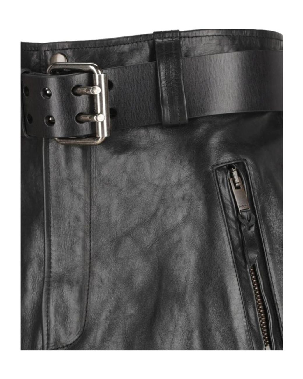 Saint Laurent Black High Waisted Creased Pencil Skirt