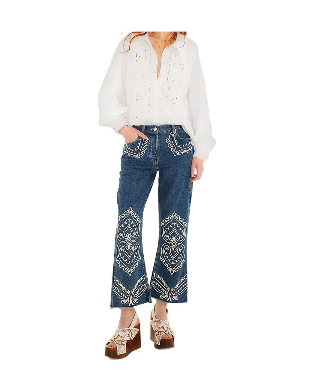 Farm Rio White Button-Fastening Blouse