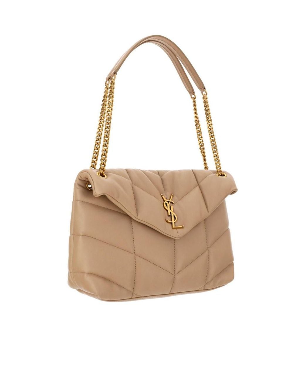 Saint Laurent Natural Loulou Puffer Quilted Shoulder Bag