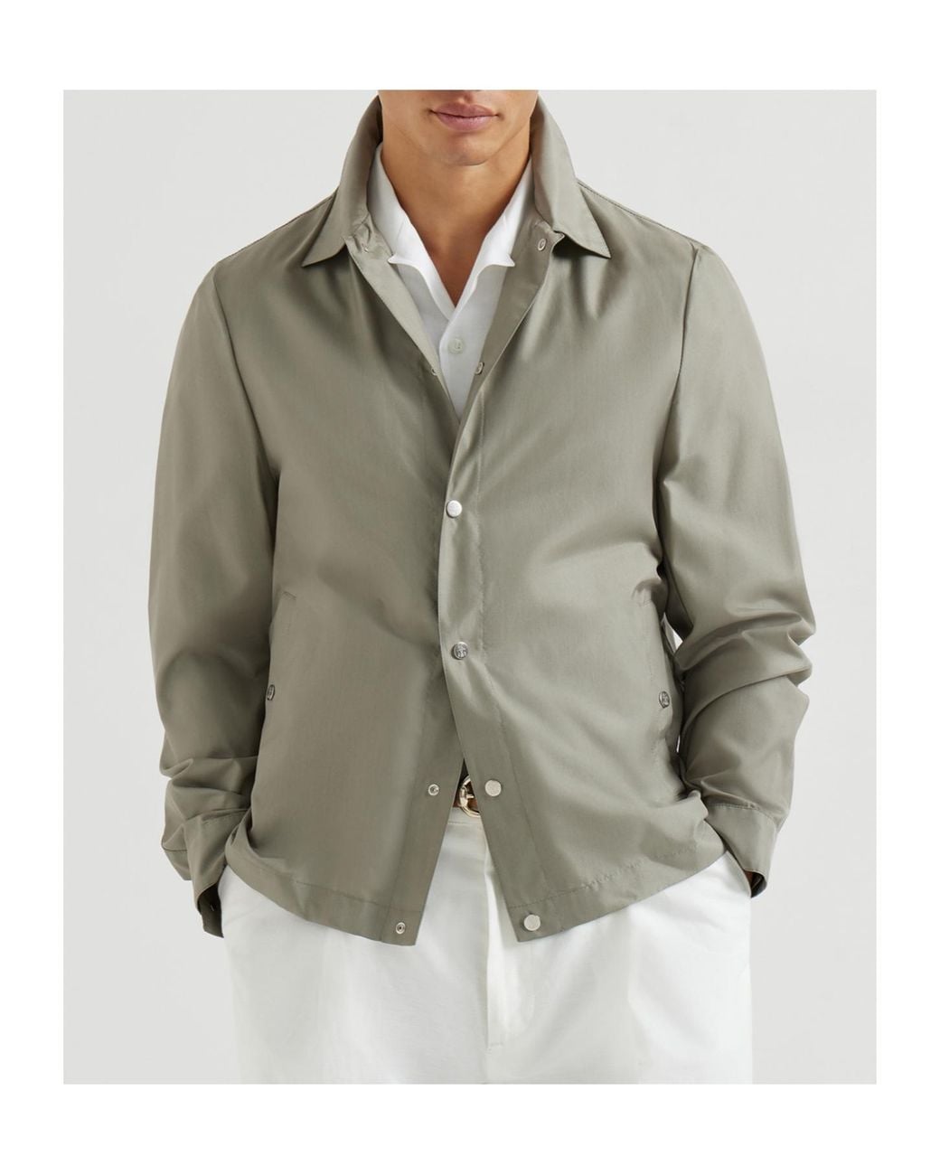 Brunello Cucinelli Green Silk-Blend Water-Resistant Shirt Jacket for men