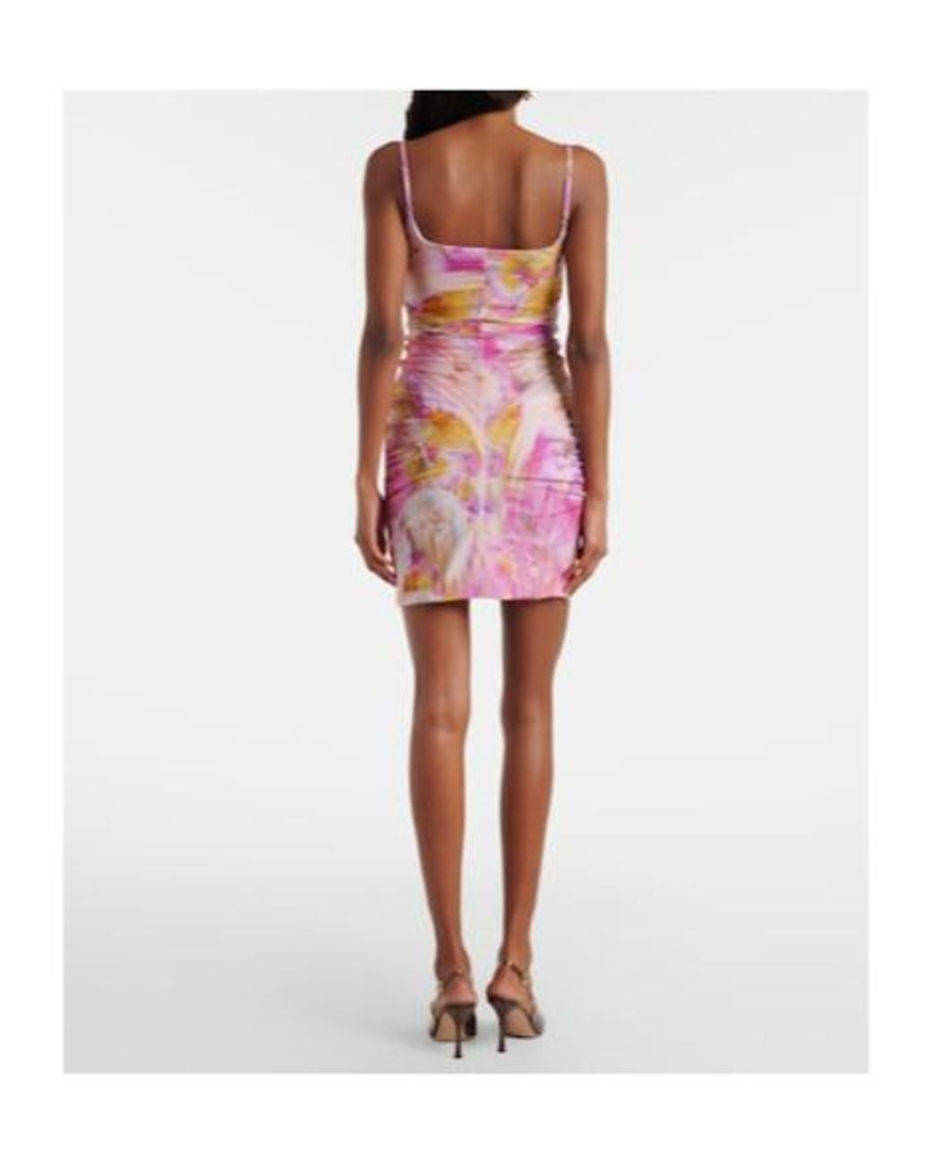 Blumarine Pink Floral-Appliqué Printed Jersey Minidress