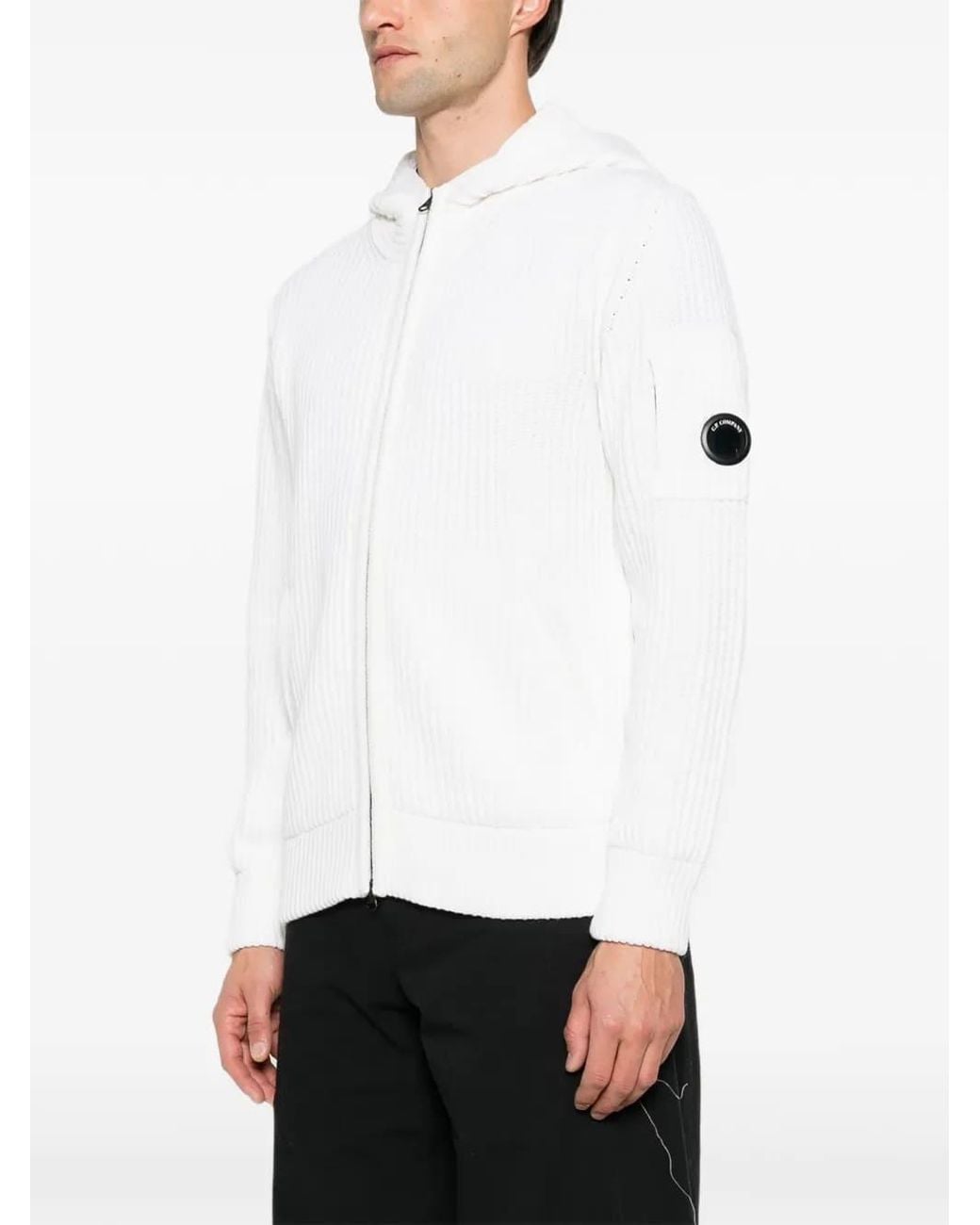 C P Company White Long-Sleeve Knit Cardigan for men