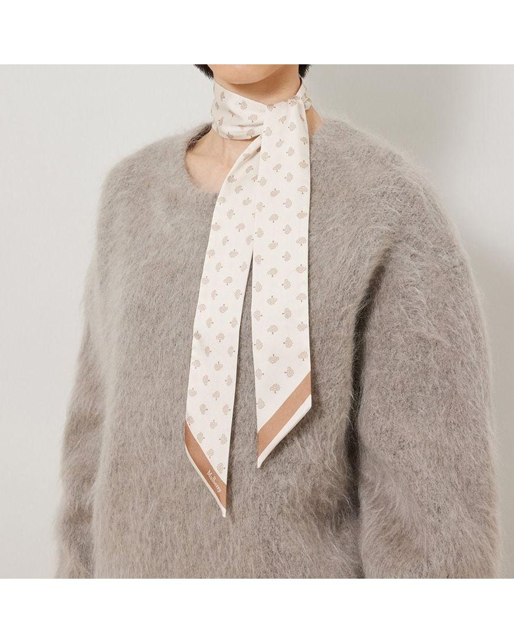 Mulberry White Patterned Scarf
