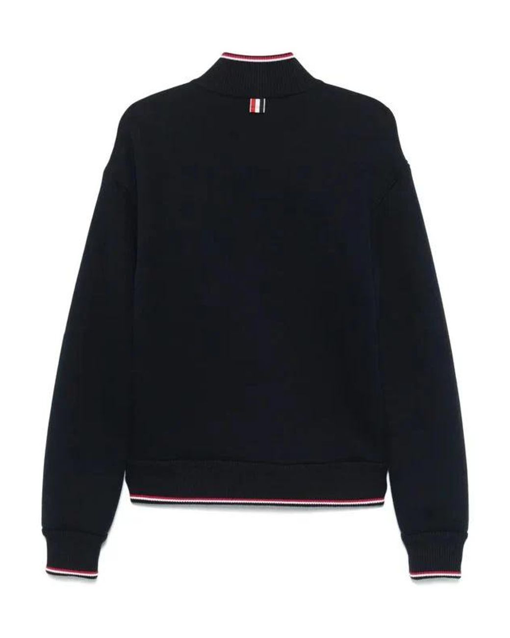 Thom Browne Black Rwb-Striped Zipped Sweatshirt for men