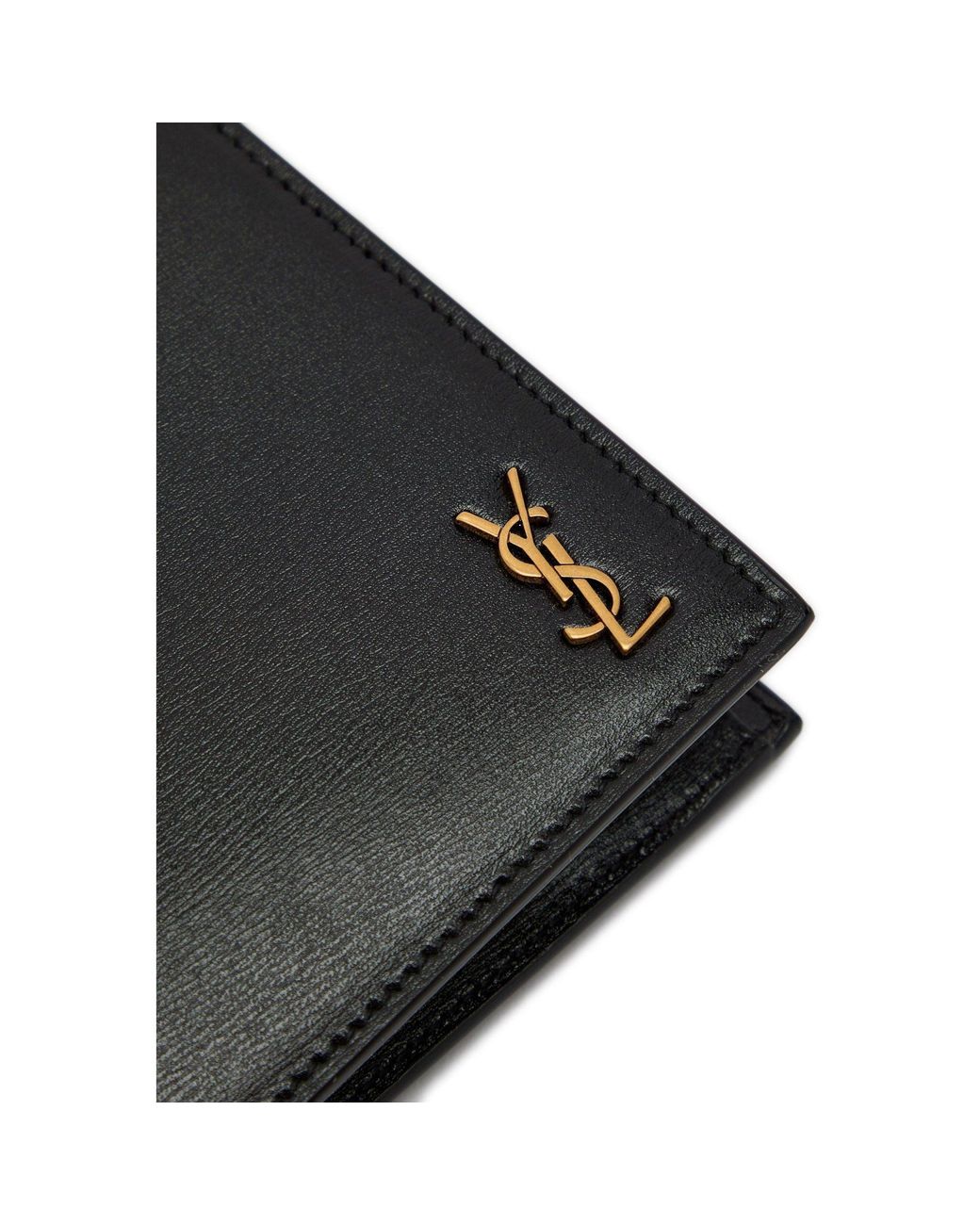 Saint Laurent Black Grain Leather Short Foldable Wallet for men