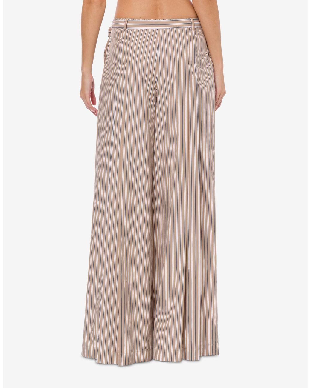 Alberta Ferretti Multicolor Striped Pleated Wide-Leg Trousers