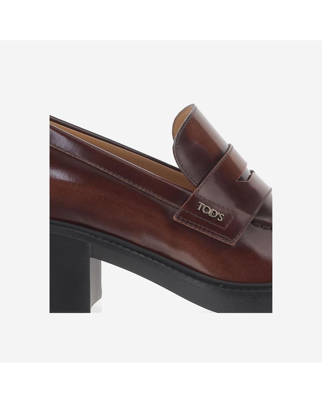 Tod's Black Logo Plaque Heeled Loafers