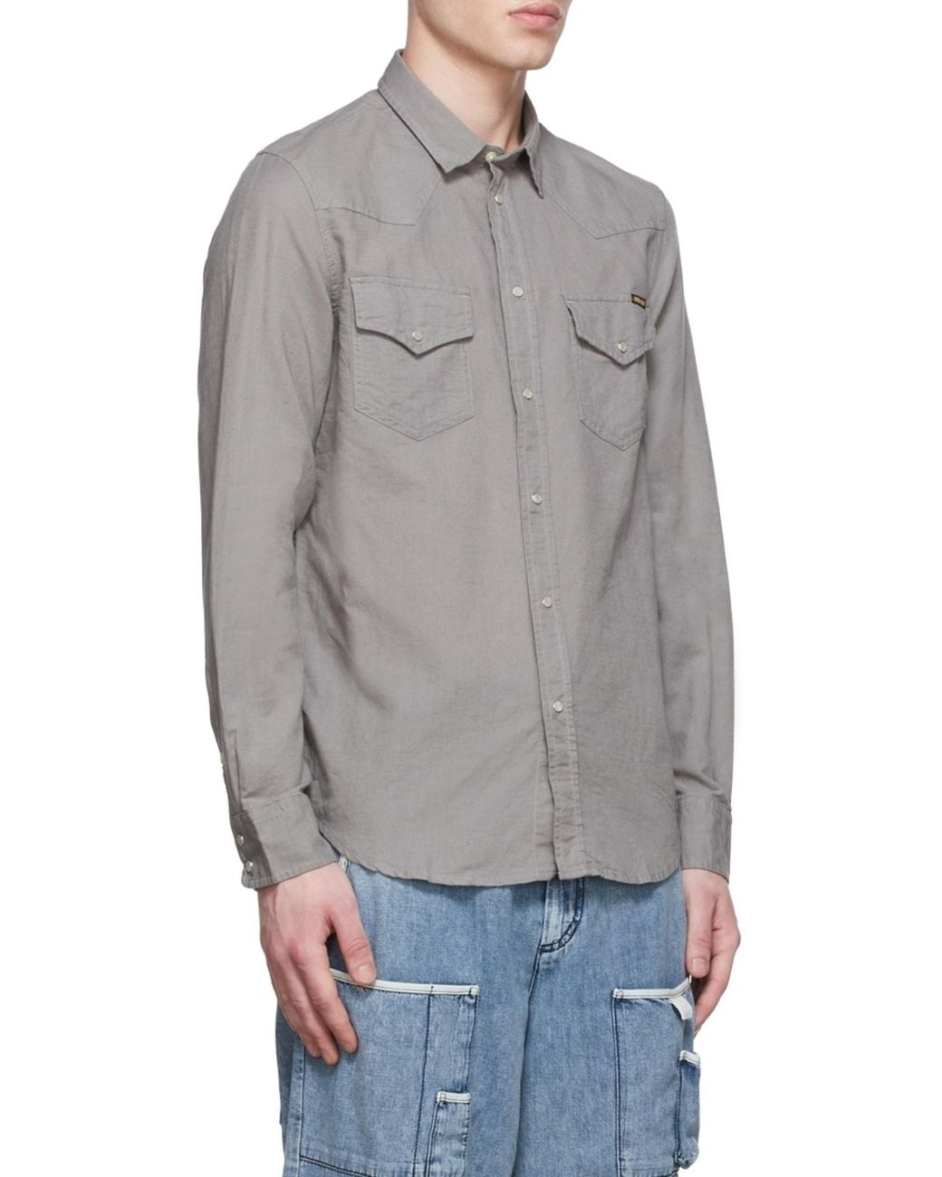 DIESEL Gray Western Long-Sleeve Shirt for men