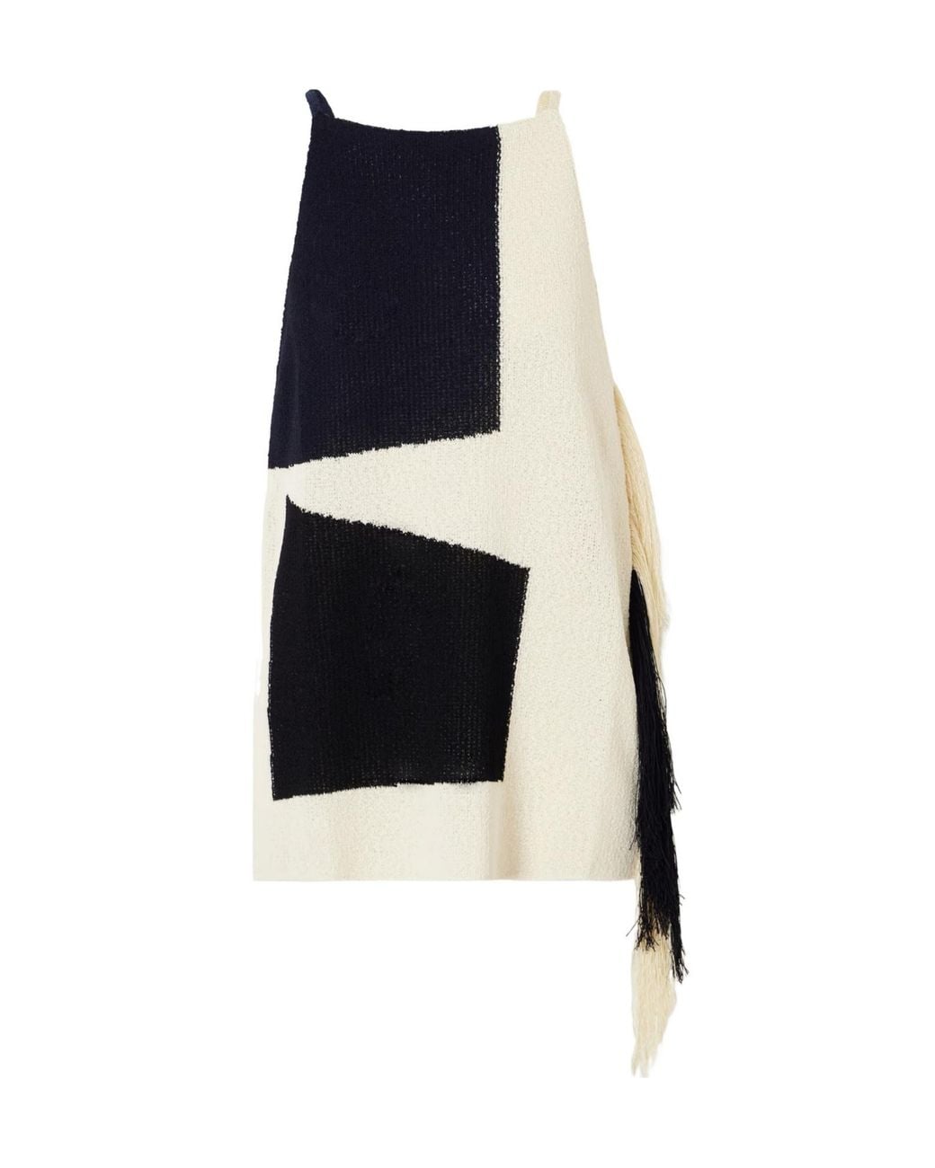 Proenza Schouler Black Saskia Fringed Intarsia-Knit Blouse