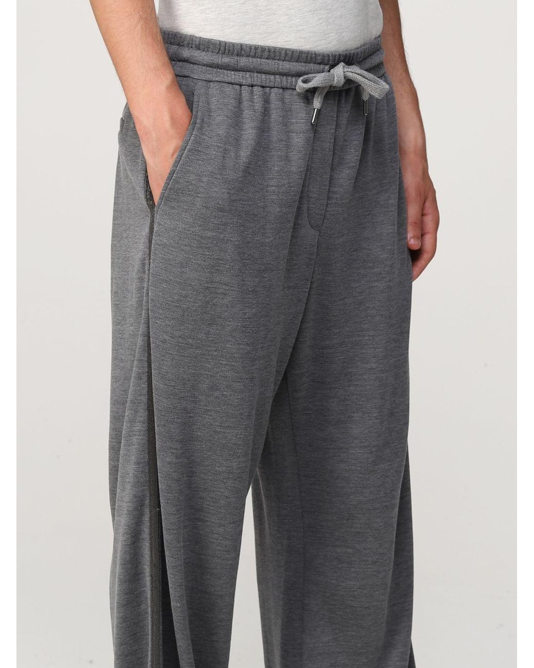 Brunello Cucinelli Blue Wide Leg Trousers With Drawstring