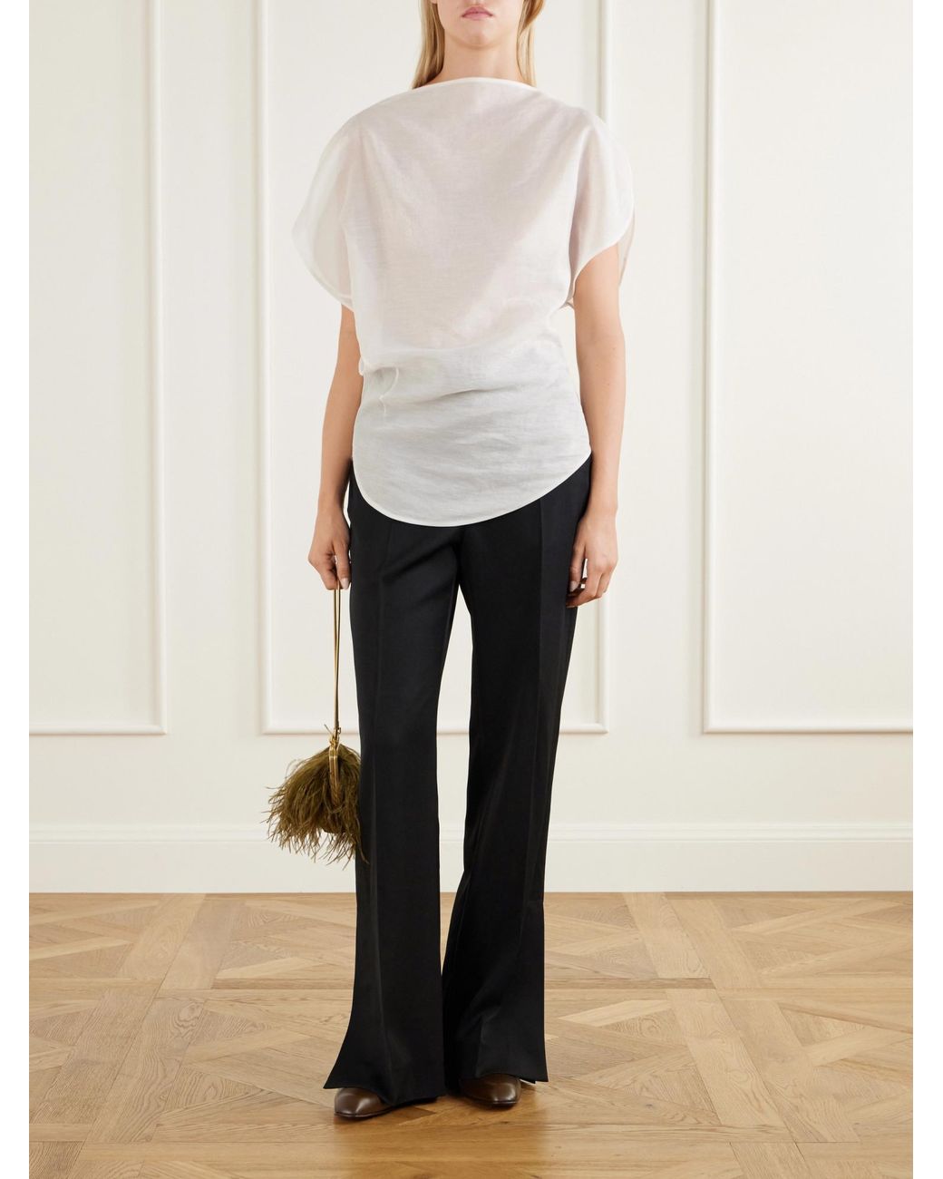 Khaite Metallic Satin Shoulder Bag