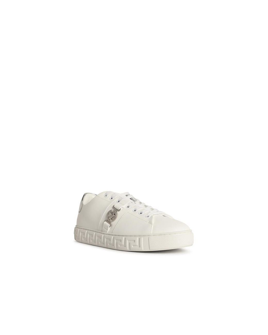 Versace White Round-Toe Lace-Up Sneakers for men