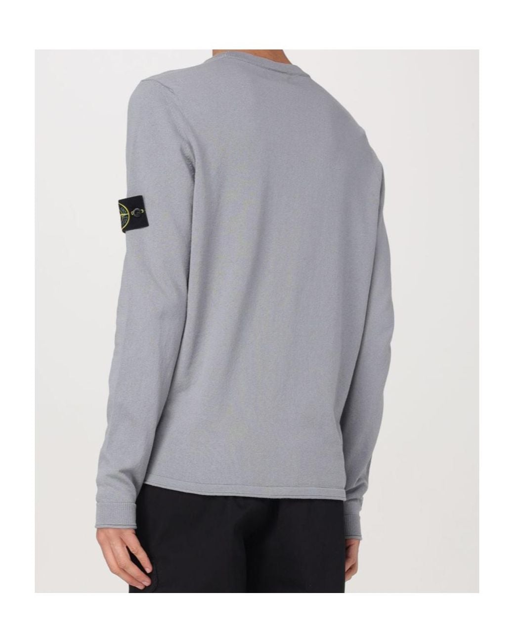 Stone Island Gray Logo Patch Crewneck Jumper for men