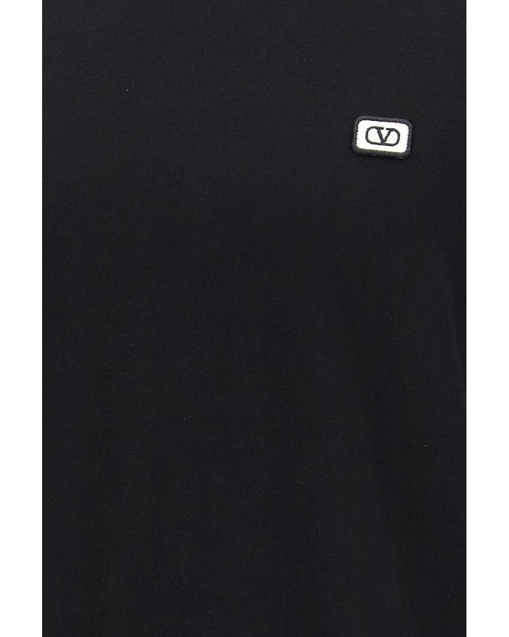 Valentino Black Logo Embroidered Straight Hem Polo Shirt for men