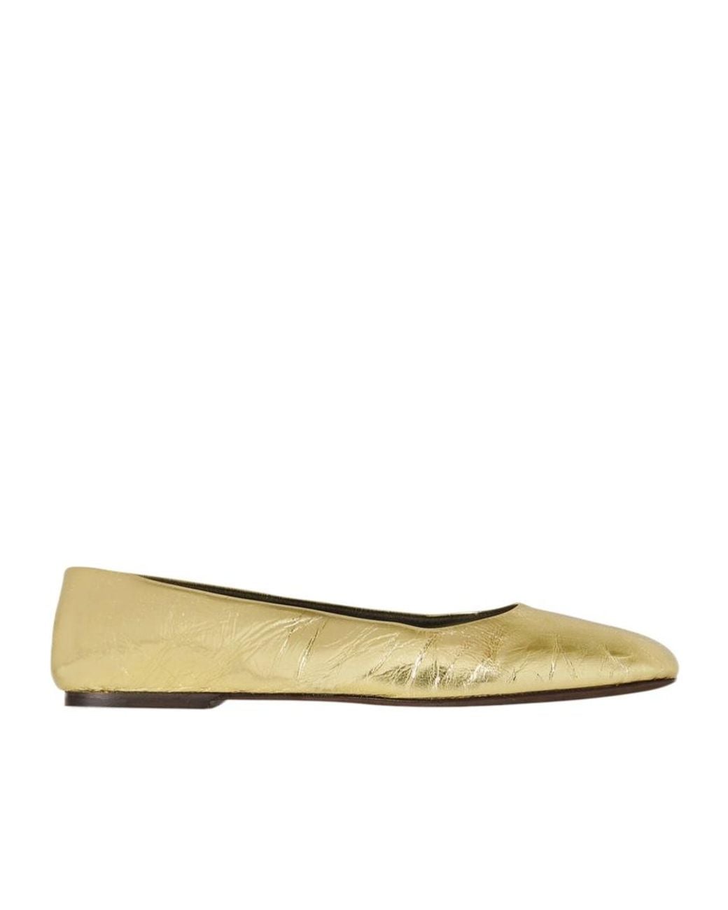 The Row Natural Metallic-Effect Ballet Flats