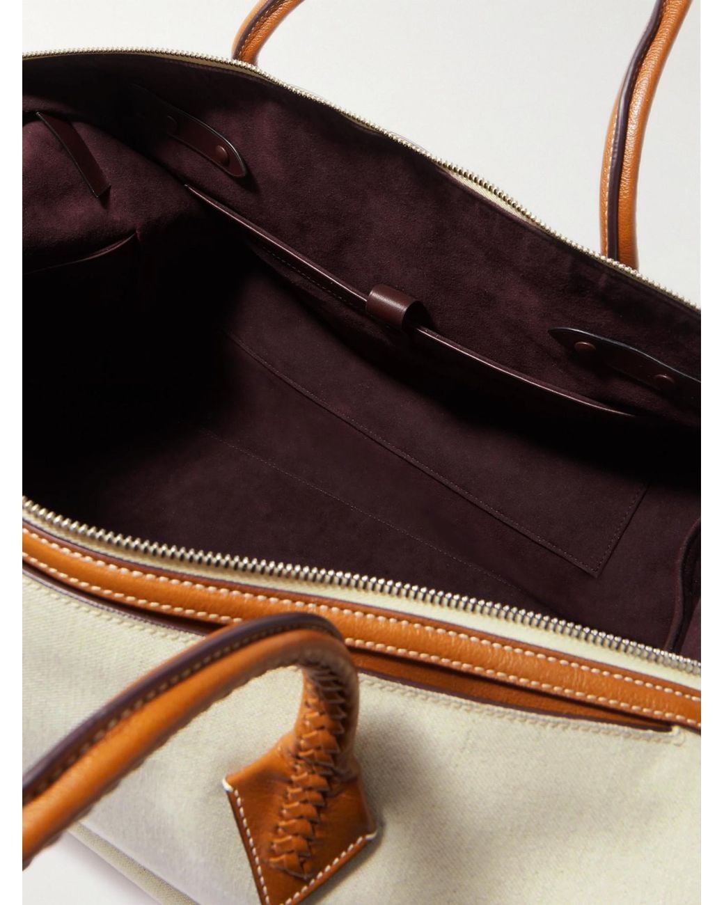 Metier Natural Leather-Trimmed Linen-Canvas Tote