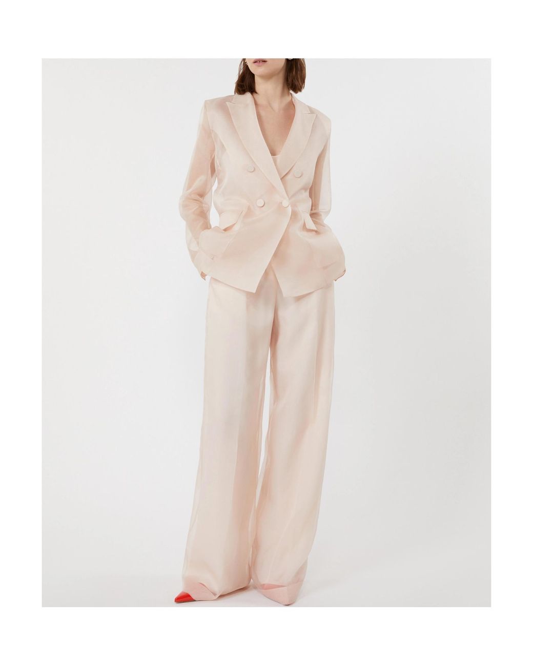Max Mara White Silk Wide-Leg Trousers