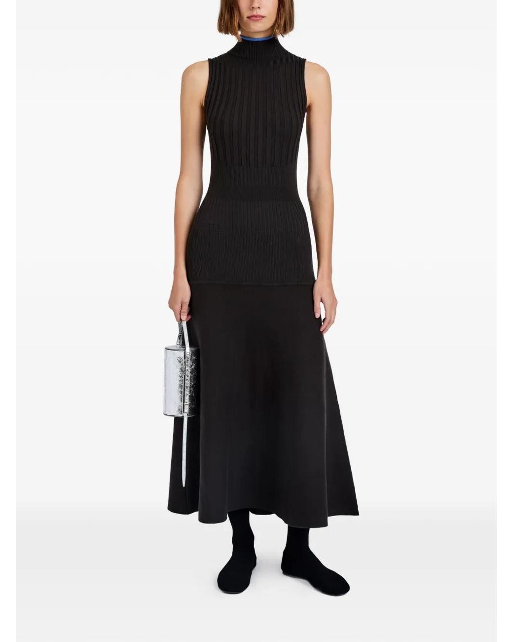 Proenza Schouler Black Ezme Ribbed-Knit Dress