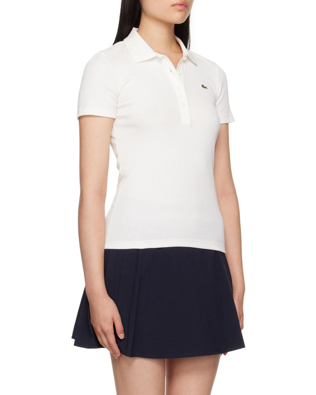 Lacoste White Slim Ribbed Polo Shirt