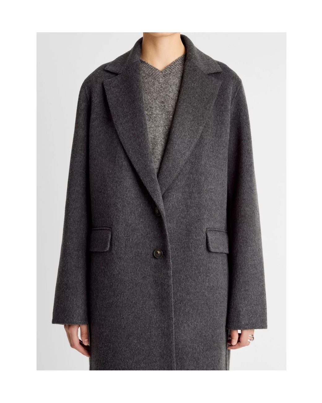 Vince Black Manteau Droit À Simple Boutonnage