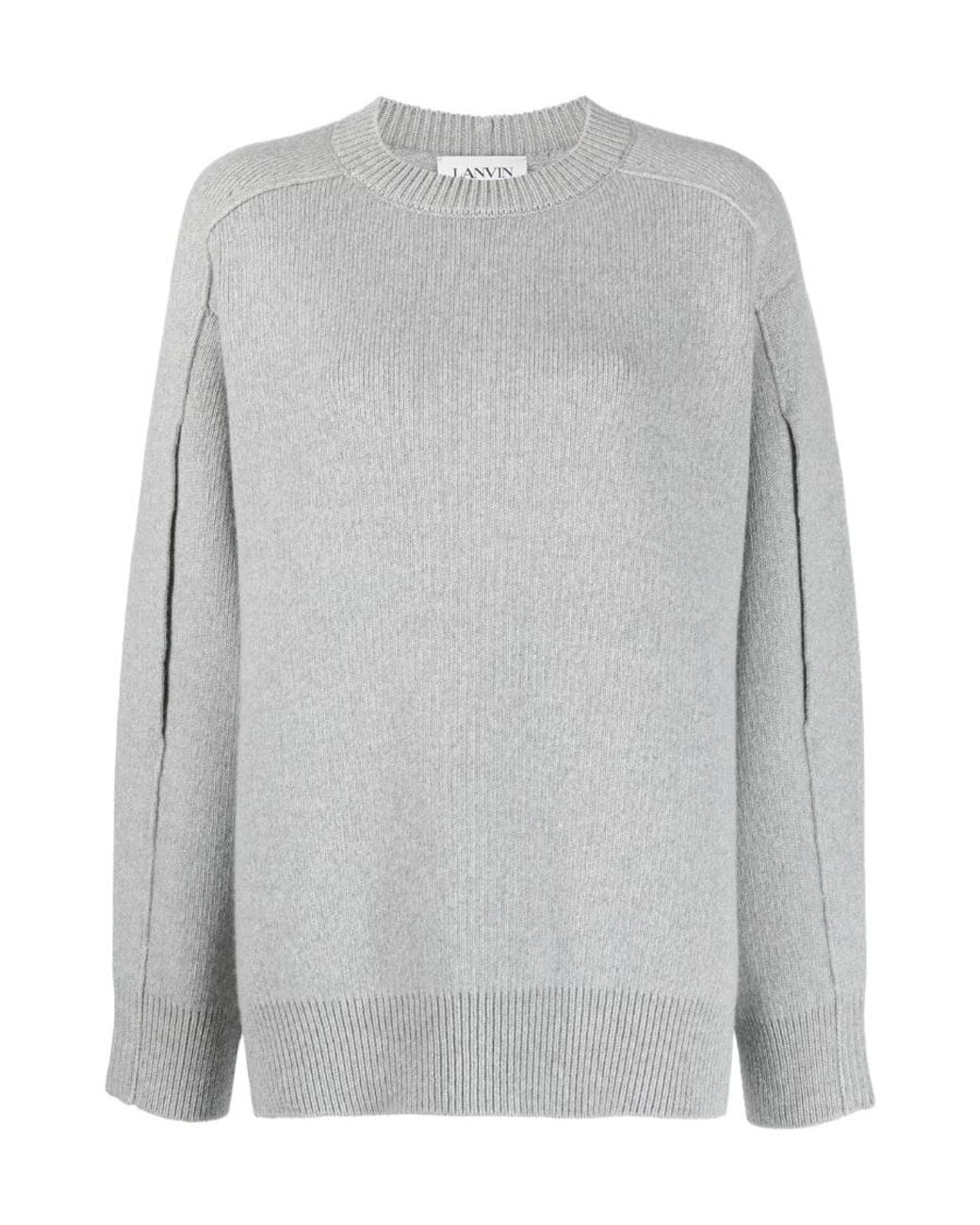 Lanvin Gray Round-Neck Cape-Back Jumper