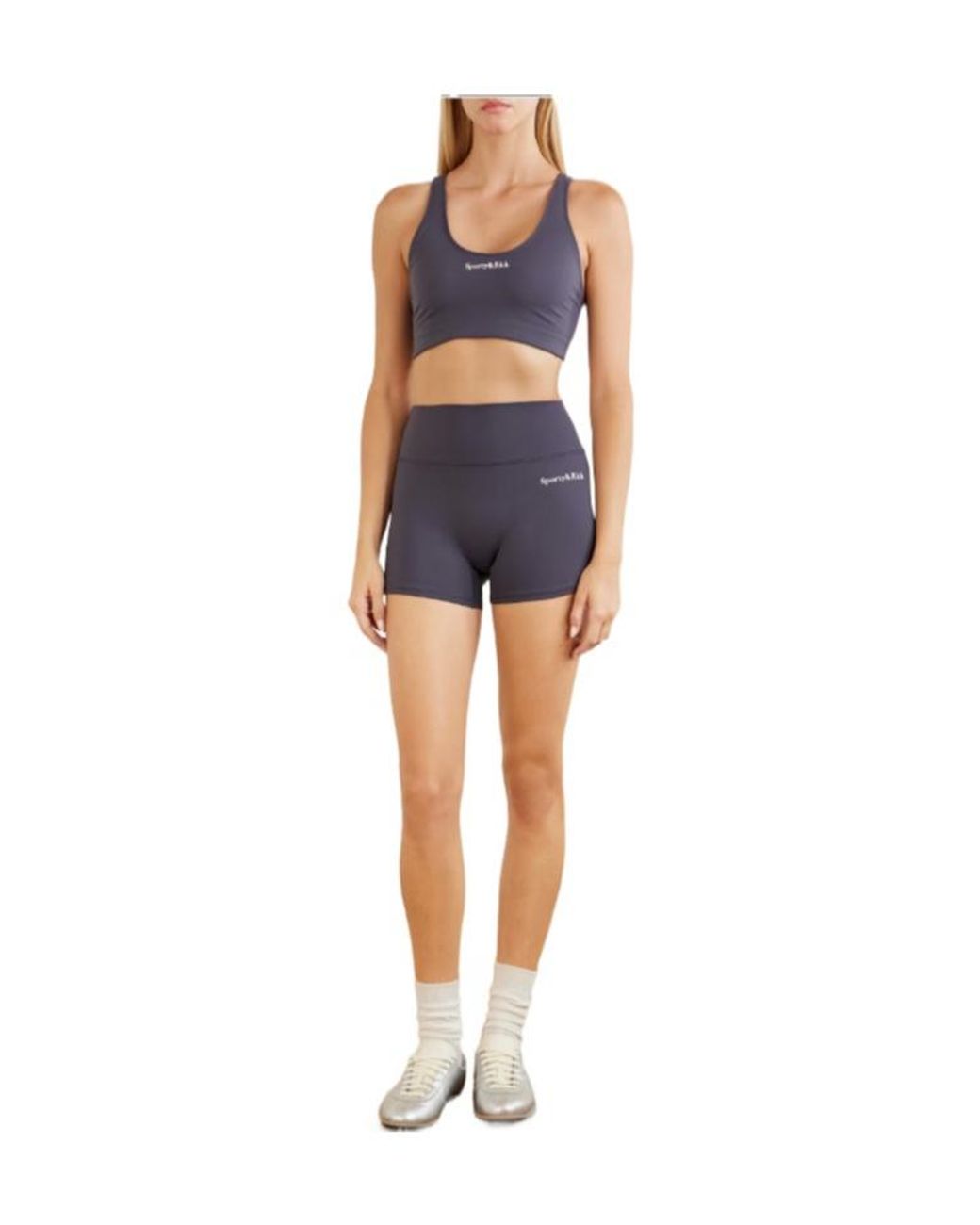 Sporty & Rich Blue Print Stretch-Jersey High-Rise Tennis Shorts
