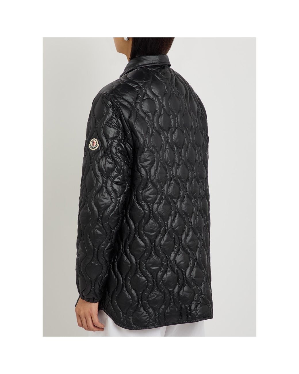 Moncler Black Hooded Diamond-Pattern Quilted Down Jacket